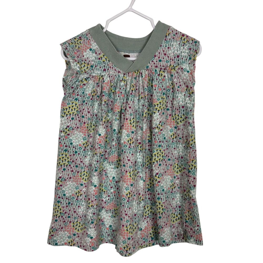 Tea Collection Green Floral Polka Dot Print Dress Toddler Girl Size 3